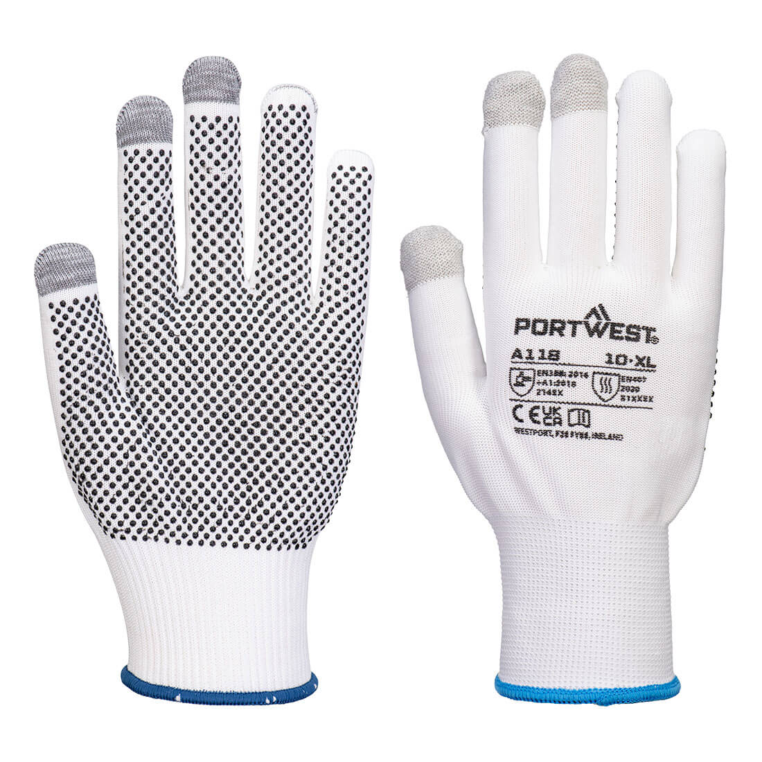 Portwest Grip 13 PVC Dotted Touchscreen Glove (Pk12)-A118