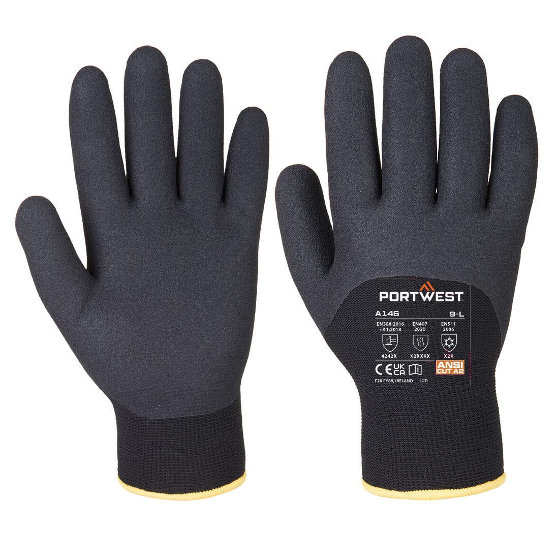 Portwest Cold 15 Nitrile Sandy 3/4 Dipped Winter Handling Gloves-A146