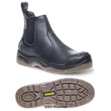 Apache Black Safety Dealer Boot Steel Toe Cap and Midsole Pull On work boot Ideal for many types of industry including engineering and construction.