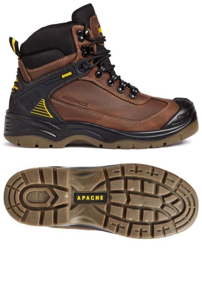 Apache s3 waterproof steel toe all-terrain safety boot (sizes 5-13) - ranger brown