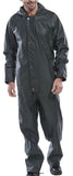 Olive Green Super B-Dri Breathable Coverall En343 Class 3 Waterproof Beeswift Sbdc Waterproofs Active-Workwear EN343 Class 3 Water Penetration , Polyester with PU coating , Hood with draw cord , Zip front with stud flap , Elasticated wind cuffs , Studded ankles , Stitched and welded seams 