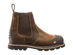 B1990 buckbootz rugged safety dealer boot in dark brown with goodyear welted construction