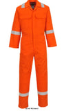 Orange Bizweld Flame Retardant Overall Classic Coverall Boiler Suit  The Bizweld Classic Coverall offers visible protection to the wearer. Clever design features include flame resistant reflective tape on the shoulders, sleeves and legs, the option to insert knee pads when needed, ample storage space and a rule pocket.