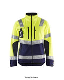 Blaklader Workwear High vis 3 Layer softshell jacket-4900 Hi Vis Jackets Blaklader Active-Workwear modern, wind and waterproof Blaklader softshell jacket in High Vis colours and with a breathable fabric. The jacket has a high broad collar, which is really comfortable thanks to the soft fleece fabric. A jacket to be reckoned with, whether you work in construction, transport or industry. EN ISO 20471 certificate, class 2 - increases visibility at work