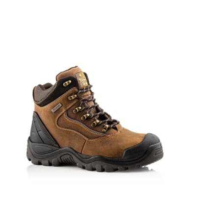 Bsh002 buckbootz buckshot s3 brown hiking style waterproof safety lace boot