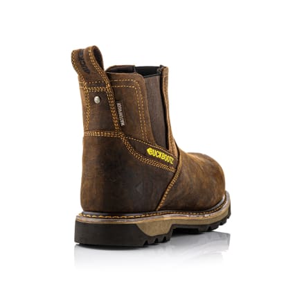 Buckboot dealer boot: waterproof safety boot with goodyear welted construction