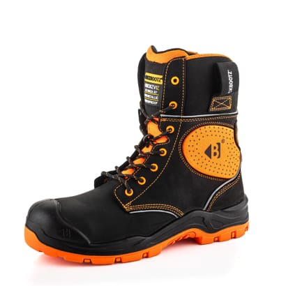 Bviz 6 buckzviz high-leg lace boot in black and orange