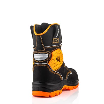 Bviz 6 buckzviz high-leg lace boot in black and orange