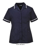 Navy Blue Classic Ladies Health Care Tunic - Portwest LW20 Shirts Polos & T-Shirts Active-Workwear This style has been updated with modern design features and a flattering fit. The comfort of this garment is further enhanced with the action back design. 