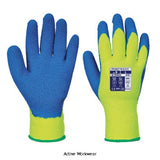 Yellow Cold Grip Thermal Lined Latex Gripper Handling Glove (12 pair pack) Portwest A145 Workwear Gloves Active-Workwear Specially designed for use in cold conditions. The crinkled latex finish offers excellent grip and the warm acrylic 7 gauge liner offers protection against cold hazards in extreme conditions. 