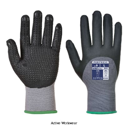 Dermiflex Ultra Nitrile Foam Dotted Work Glove (pack of 12)  -Portwest A353 Workwear Gloves Active-Workwear The Dermiflex A353 work glove is an enhanced addition to the DermiFlex range. 3/4's are dipped with nitrile foam which gives more protection while maintaining breathability. An addition of micro dots to the palm area provides maximum grip. Features CE certified Retail tag which aids presentation for retail sales Low linting construction 