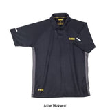 Dewalt Workwear Black/Grey Moisture Wicking Polo Shirt-Rutland Shirts Polos & T-Shirts Dewalt Active-Workwear Lightweight polyester polo shirt with Dewalt logo detail. Fast drying and moisture wicking polyester material. (PWS) Reflective strip to sleeves. Button front with collar. A comfortable shirt for those warmer days.