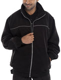 Black Endeavour Lined Heavyweight micro Fleece 360Gsm - EN Beeswift Workwear Jackets & Fleeces Active-Workwear Our best selling fleece jacket High quality Lined Heavyweight micro fleece  High quality 360gsm micro fleece with full zip front Concealed lightweight hood with draw cord Yoke shoulders with contrast piping Rib knitted waistband and cuffs Two lower pockets with zip closure Fully lined Also available in Black and Grey