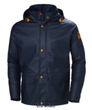 Navy Helly Hansen Waterproof Gale Rain Work Jacket-70282 Workwear Jackets & Fleeces Helly Hansen Active-Workwear Gale Jacket sets the new standard in rain gear built for workers! Phthalate free fabrics ensures low environmental impact while at the same time keeping you dry no matter the weather. EN 343:2019 4,1,Packable hood in collar, Adjustable hood with elastic draw cord, Double main fabric front flap, napoleon pocket with YKK