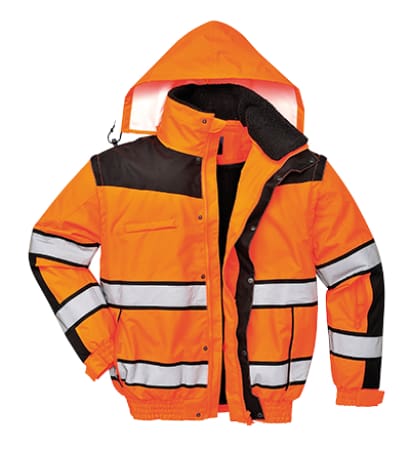 Hi vis 3 in 1 bomber jacket fur lined waterproof bodywarmer ris 3279 portwest - c466