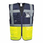 Hi vis two tone contrast paris executive zipped and pockets vest - c276