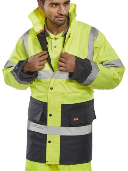 Hi vis two tone heavyweight traffic jacket lined waterproof sml to 5xl- beeswift tjstt
