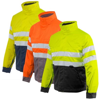 High visibility projob insulated work jacket with collar zip class 3 - 646407