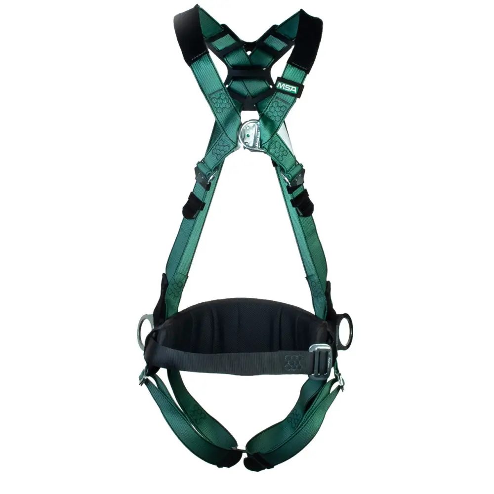 Msa xl v-form back/chest/hip d-ring qf harness w/waist belt-msa10206050