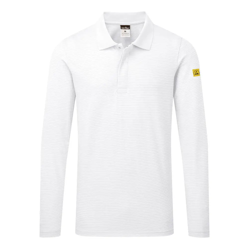 Portwest anti-static esd polo shirt l s high cotton workwear