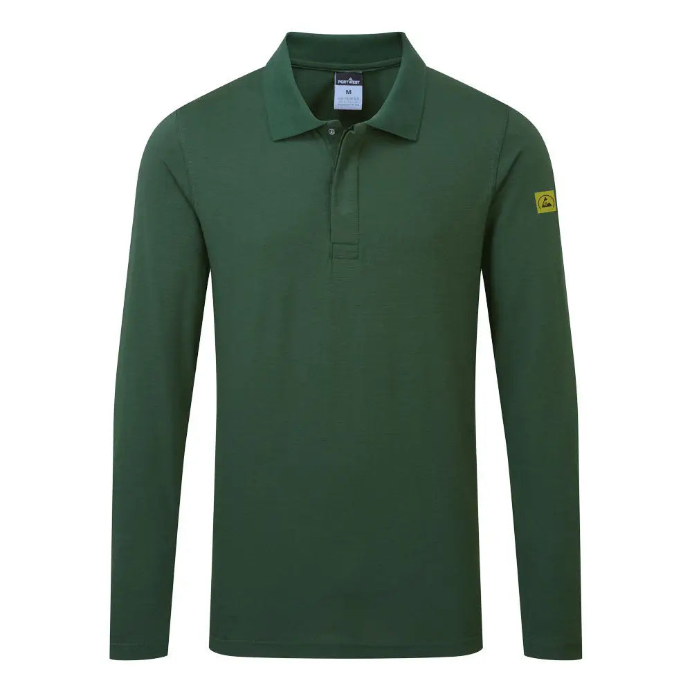 Portwest anti-static esd polo shirt l s high cotton workwear