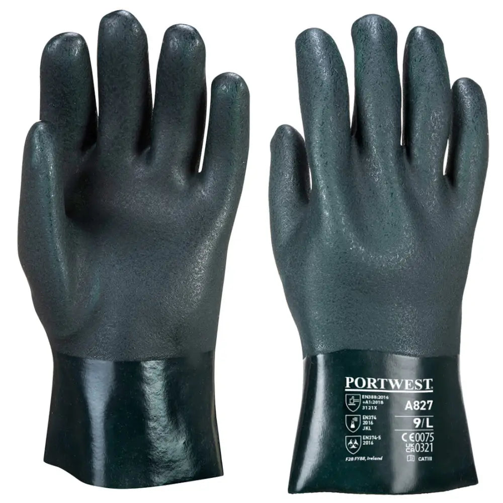 Portwest chem 270 double dipped pvc gauntlet with sandy palm