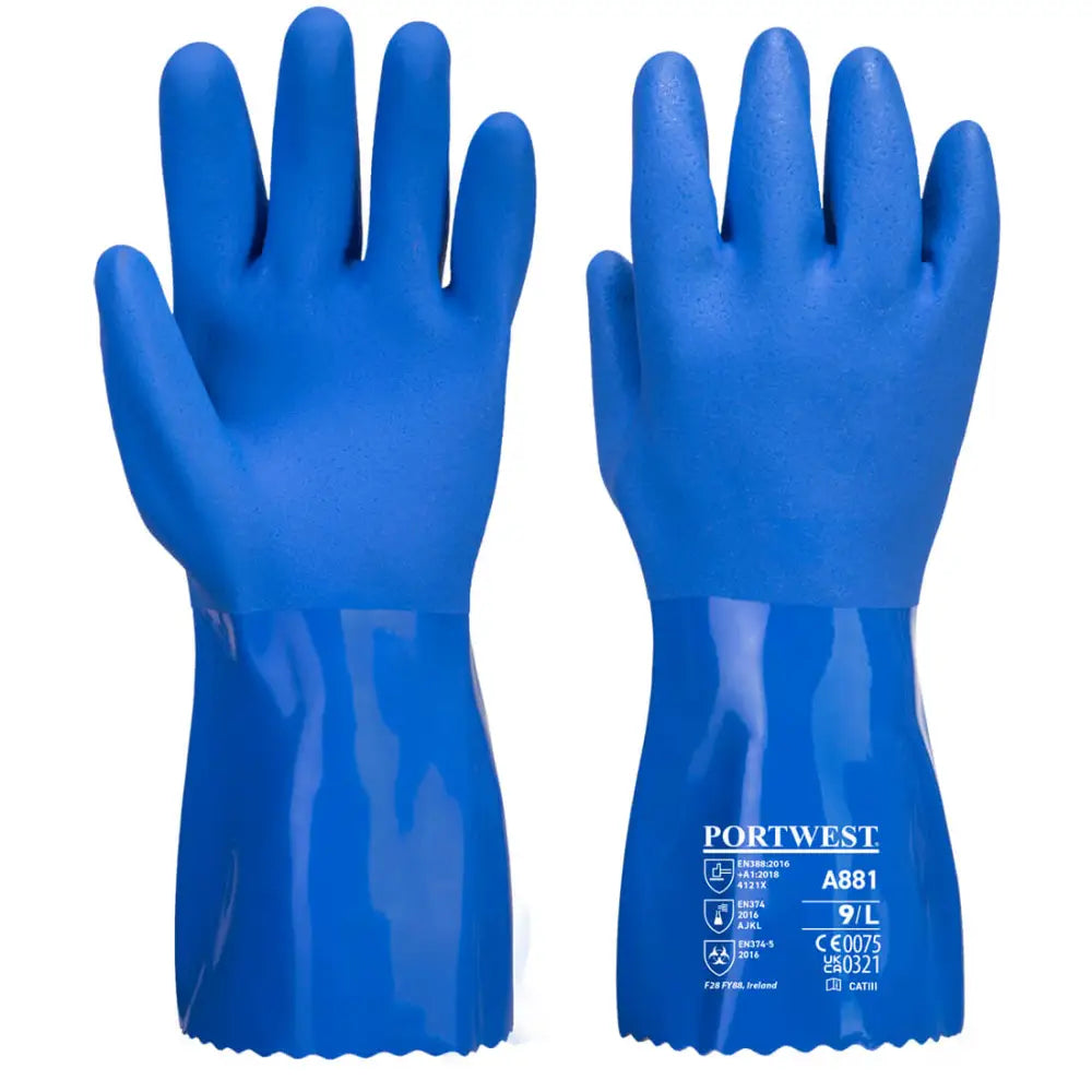 Portwest chem 300 pvc marine gauntlet with sandy palm finish