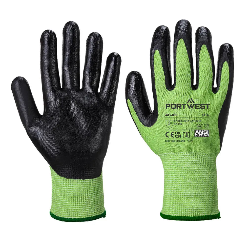 Portwest cut d13 nitrile green glove - a645