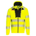 Portwest dx477 high vis funnel neck zipped sweatshirt - hi class 2/3 rail approved