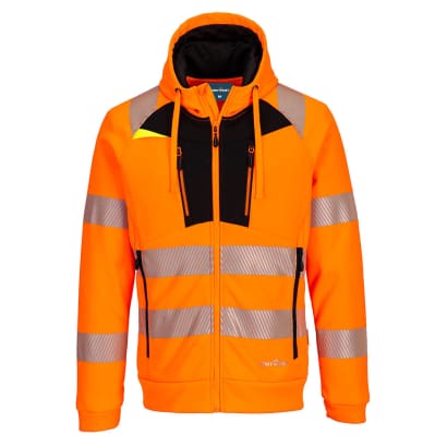 Portwest dx477 high vis funnel neck zipped sweatshirt - hi class 2/3 rail approved