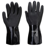 Esd pvc chemical gauntlet with sandy palm finish