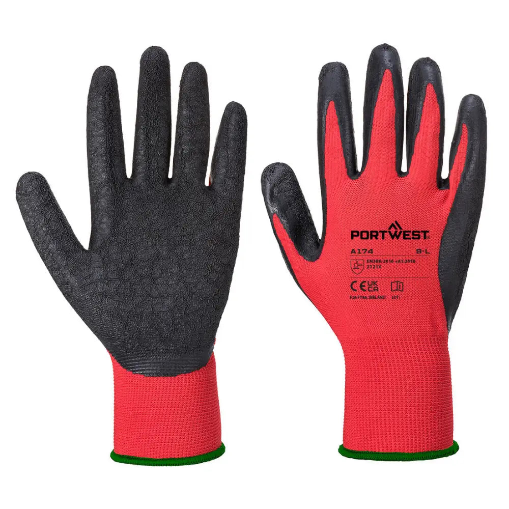 Portwest grip 13 latex crinkle gripper gloves-a174 (12prs)