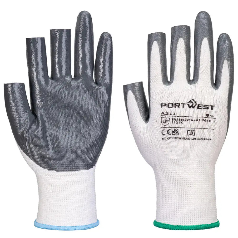 Portwest grip 13 nitrile 3 fingerless glove (pk 12) - a311