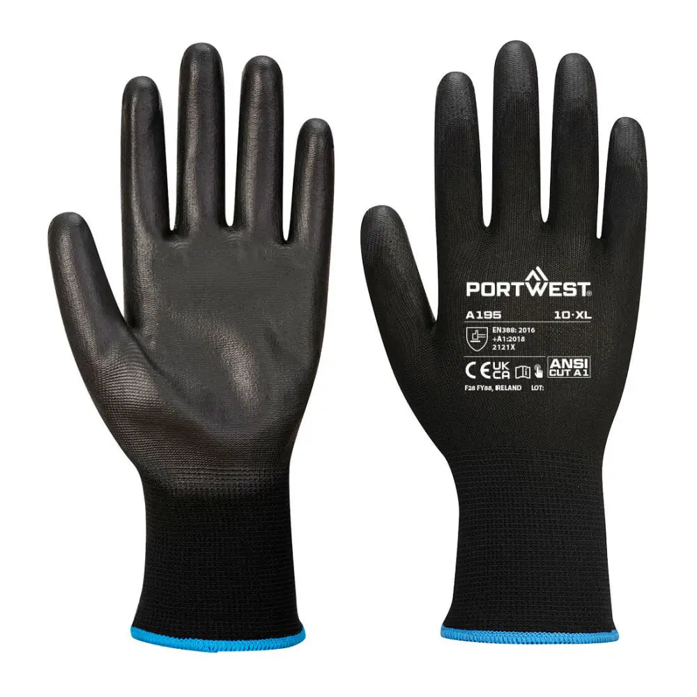 Portwest grip 13 pu touchscreen glove assembly precision work glove -a195 (12prs)
