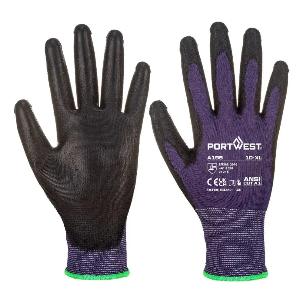 Portwest grip 13 pu touchscreen glove assembly precision work glove -a195 (12prs)
