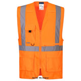 Portwest Hi-Vis Executive Vest With Tablet Pocket-C357 Hi Vis Jackets PortWest Active Workwear This version of our classic Executive Vest, brings the same features, including multiple pockets for ample storage, with the addition of a zipped tablet pocket, which can fit tablets up to the size of 10.5" without a case.