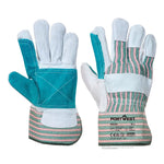 Portwest leather rigger 365 cow split reinforced palm glove - a230