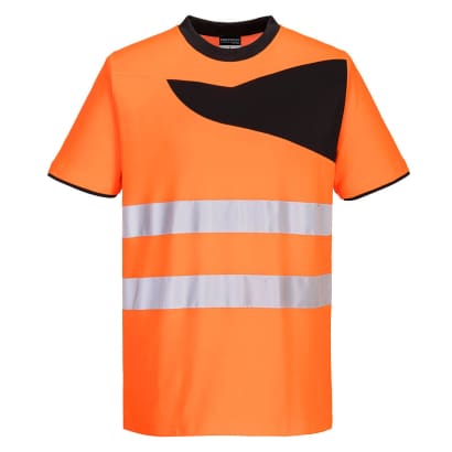 Portwest pw2 hi vis crew neck contrast tee shirt short sleeved-pw213
