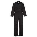 Black Portwest Zip Front Kneepad Coverall Overall Mechanic Boiler Suit-C815 Boilersuits & Onepieces PortWest Active Workwear Concealed zip front coverall offering the ultimate in comfort and protection. Winning features include kneepad pockets, action back, and several secure pockets.