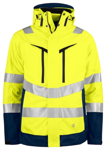 Projob 6445 high visibility waterproof 3-in-1 jacket with windproof inner - en iso 20471 class 3/2