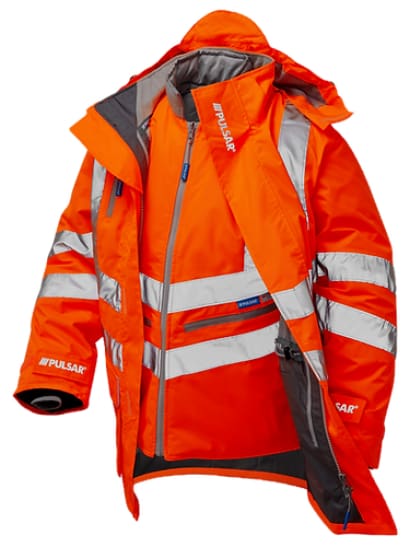 Pulsar rail storm coat - hi vis workwear railway