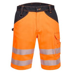 Pw3 hi vis men’s work shorts elasticated waist class 1 portwest -pw348