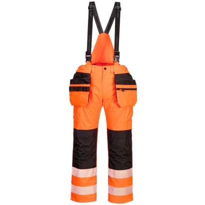 Pw3 hi-vis rain trousers-bib and brace salopette portwest pw356