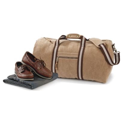 Quadra vintage canvas holdall travel bag kit - qd613