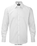 White Russell Collection Mens Heringbone Uniform Office Work Shirt - 962M  Shirts & Blouses Active-Workwear Birth of a contemporary classic - the first herringbone shirt to the imprint market The ideal combination of style and durability, a contemporary alternative to the Oxford Shirt
