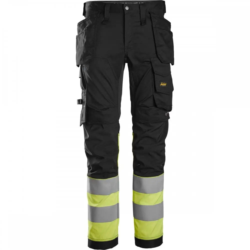 Snickers 6234 hi viz stretch trousers black/yellow size 48