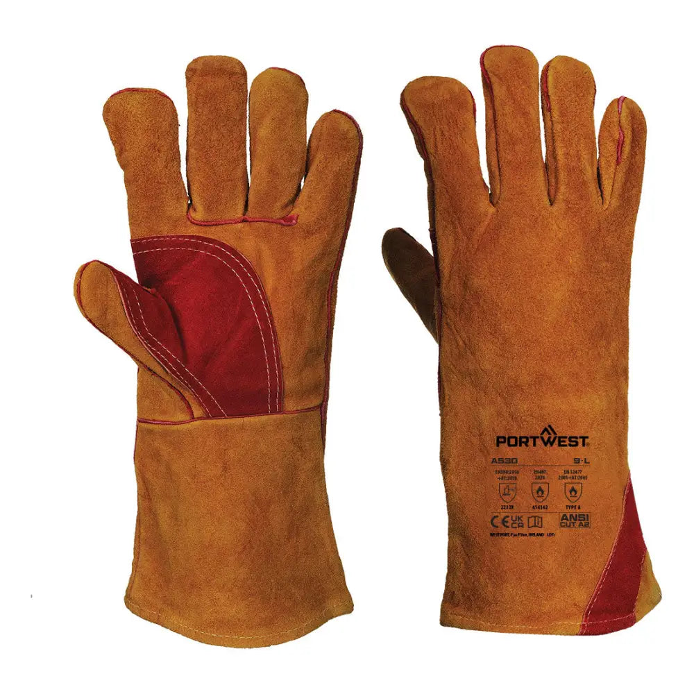 Welders 330 split leather reinforced palm gauntlet - a530