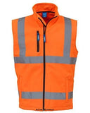 Orange Yoko Hi Vis Softshell Bodywarmer Gilet Waterproof RIS 3279- HV006 Hi Vis Tops Active-Workwear Conforms to EN471 Class 2; Orange & Orange/Navy also conform to RIS GO/RT 3279 Made of 3 layers softshell fabric that ensures 8000mm breathable & 3000 mvp waterproof Outer Layer: Waterproof Polyester Middle Layer: TPU membrane Inner Layer: 140D warm & soft microfleece Two 5cm width sewn-on reflective tapes around the body and one over each shoulder Waterproof zippers & branded zipper pullers