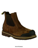 Amblers Waterproof Chelsea Dealer Safety Work Boot Scuff Cap Steel Toe FS225 (S3-SRA) Boots Active-Workwear The FS225 Dealer Boot is a hardwearing industrial Chelsea boot benefitting from a traditional Goodyear Welt construction. Twin elastic gussets for comfort and firm fit. Safety protection is given via a 200J steel toe cap and steel midsole.. Welted Dealer Boot, Pull On Loop, Twin Gusset, Rubber Bump Toe, Rubber Heel Guard, Waterproof, SRA Slip Resistance,
