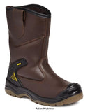 Apache S3 Leather Waterproof Safety Rigger Boots Sizes: 5-13 - AP305 Riggers Active-Workwear Brown leather water proof rigger boot, Extended size range, Padded ankle region, Heel Support System, Steel toe cap and mid-sole, PU dual density sole, chemical resistant sole, Oil resistant sole, Shock absorption sole, Anti static